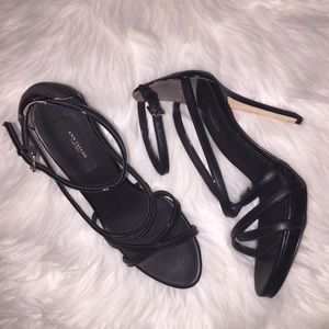 Ann Taylor Black Strappy Stilettos